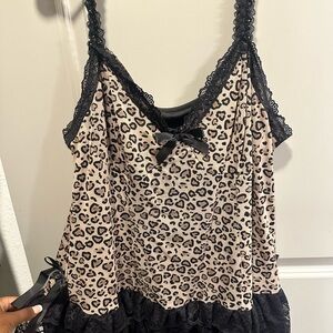 ROMWE Beige and Black Leopard Print Mini Dress